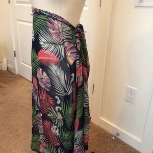 sheer floral print sarong,  maxi cover up
